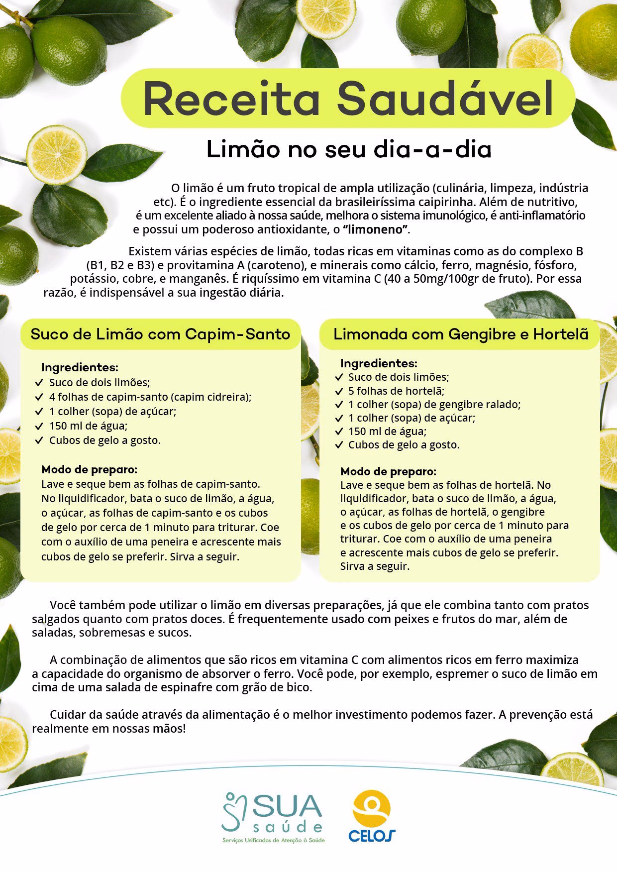 Quantos copos de água com limão devo tomar por dia?