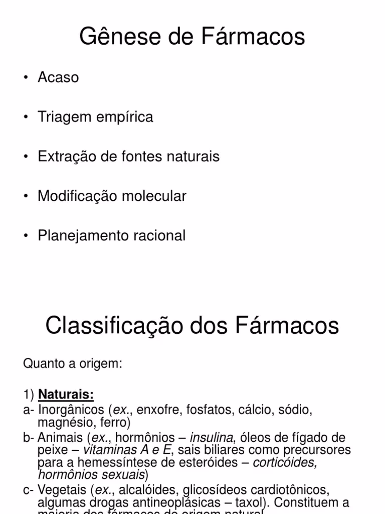 Qual é a origem dos fármacos?