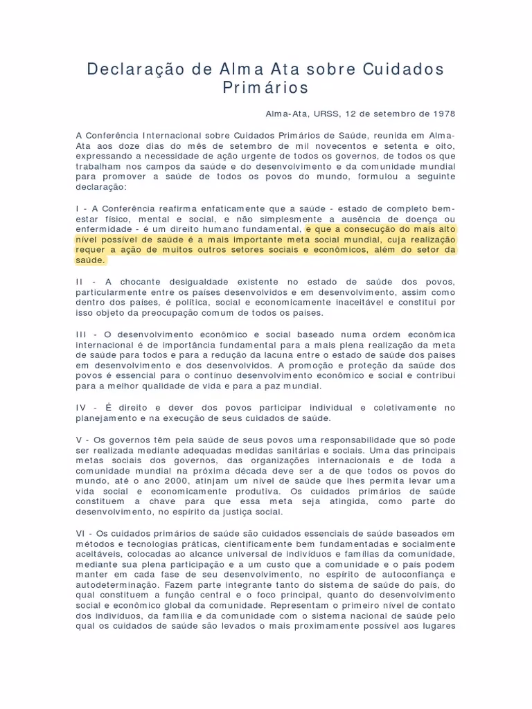 Quem realizou a Conferência de Alma Ata?