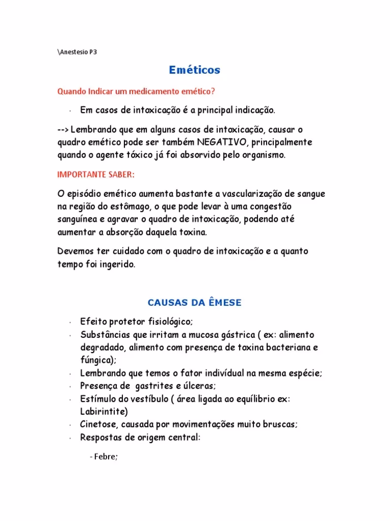 O que são medicamentos emeticos?
