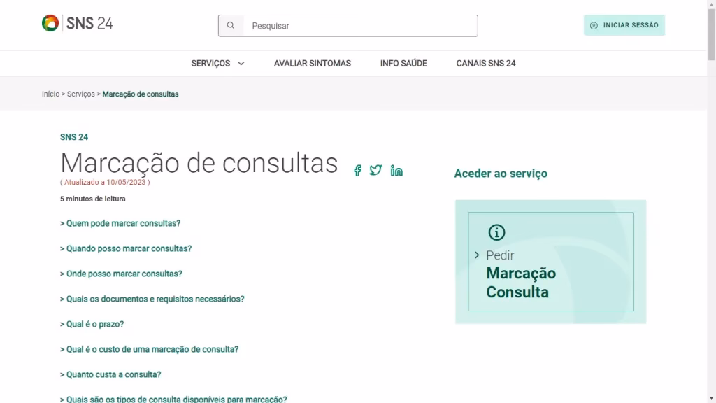 Como fazer triagem digital SNS24?