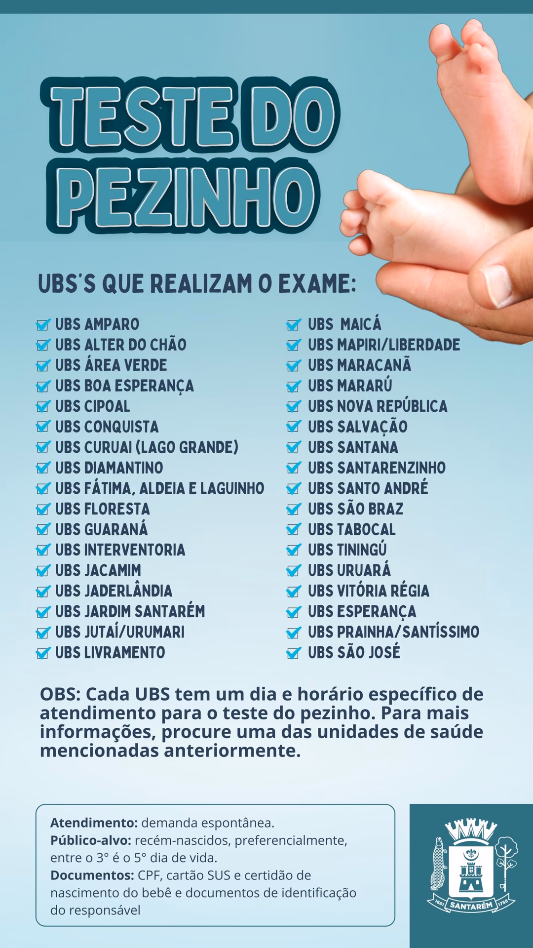 Quantos dias pode fazer o teste do pezinho?